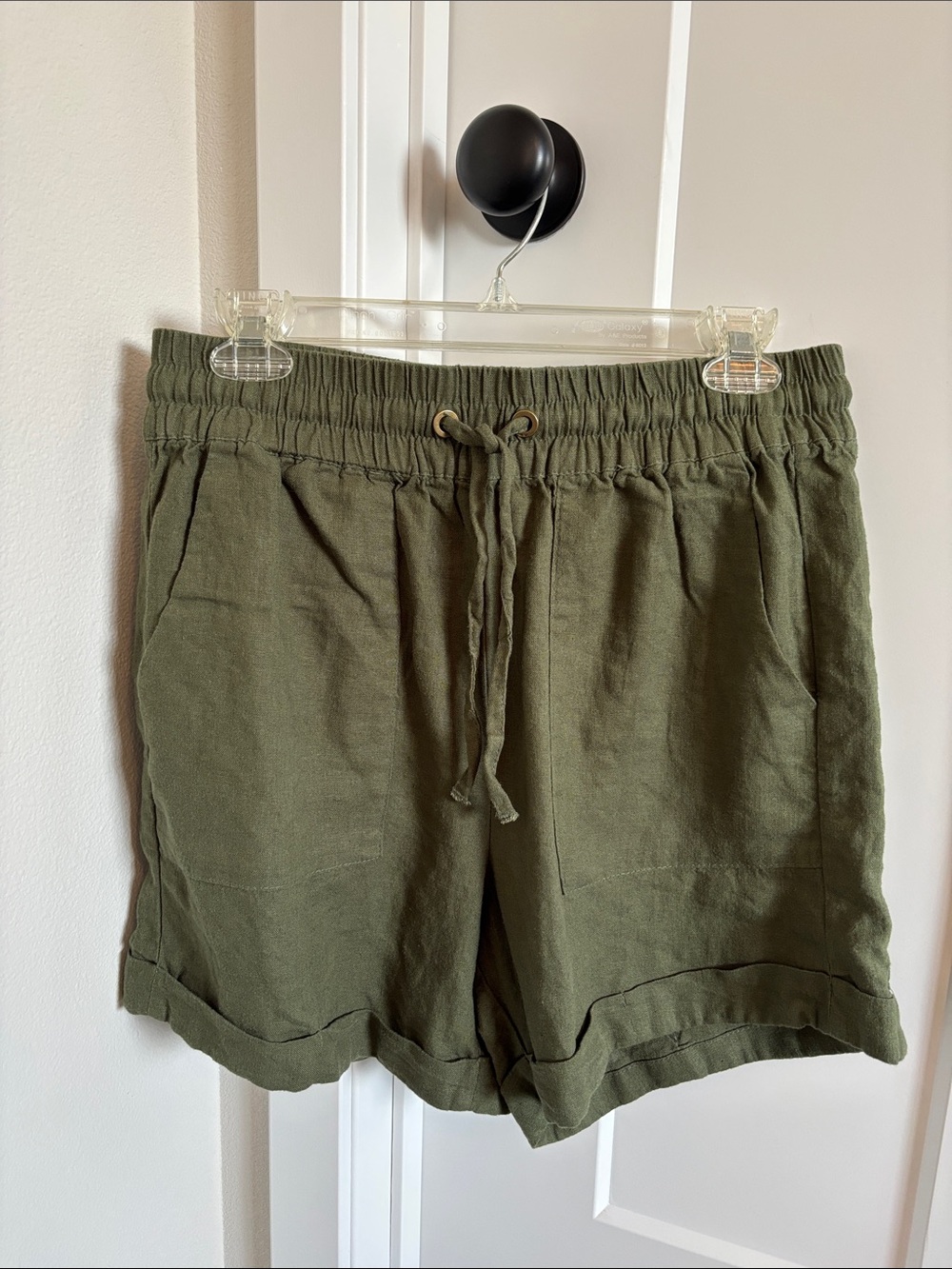 Zenana Outfitters Olive High-Waist Drawstring Casual Shorts